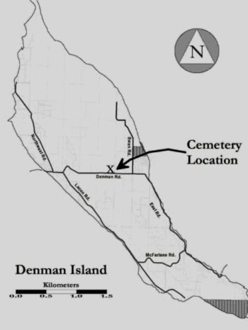 Denman Island Map Showing Cemetery Location